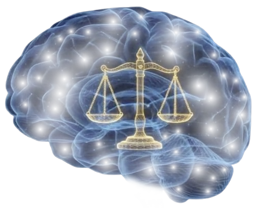 Glowing wireframe brain with scales representing CaseBrain intelligence